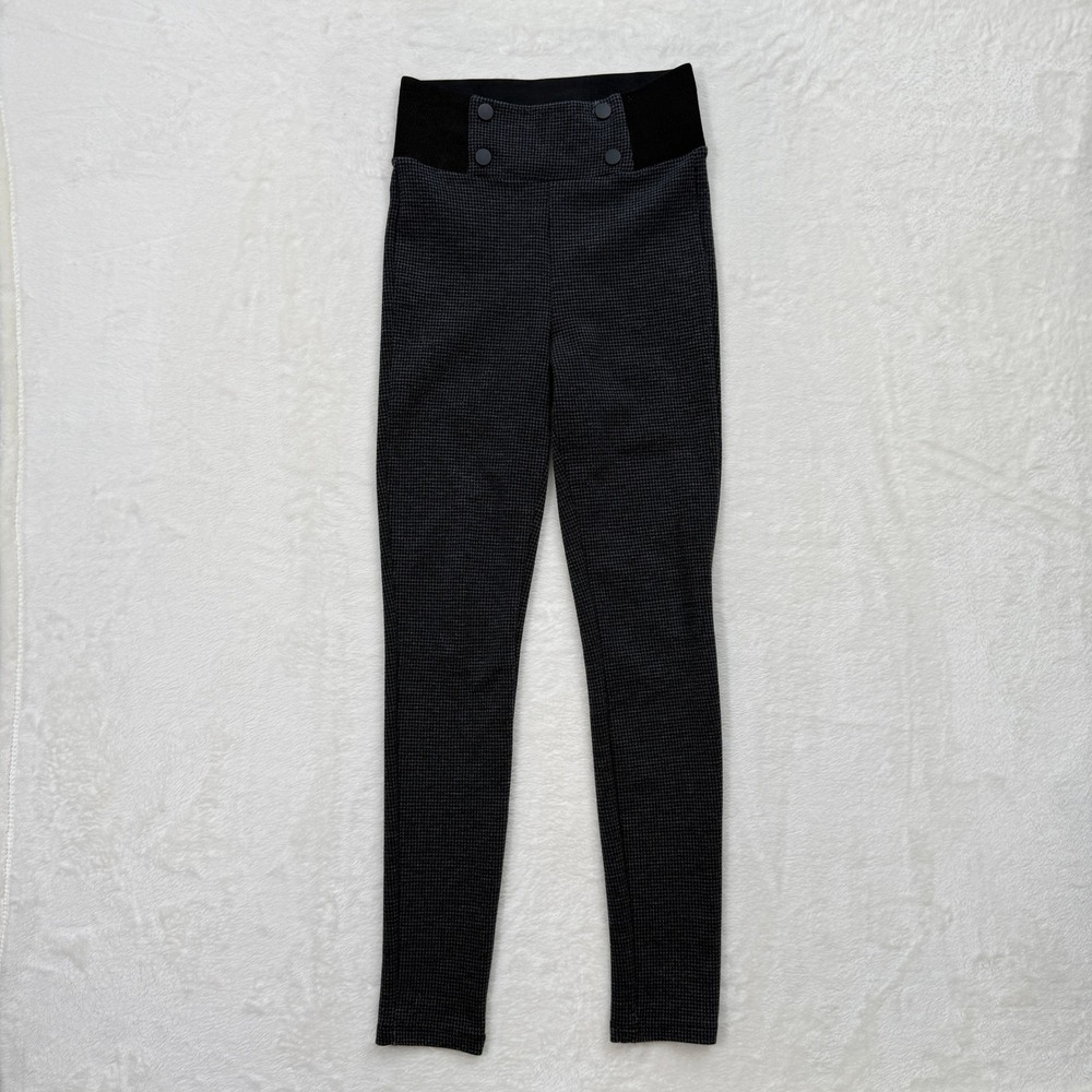 Zara Leggings Womens‎ XS Grey Houndstooth Sailor High Waist Button Stretch Pants